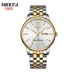 image-NIBOSI 2332 Men's Watch Gold Calendar Stainless Steel Waterproof 30M