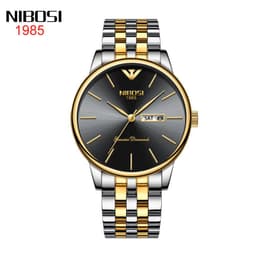 image-NIBOSI 2332 Men's Watch Gold Calendar Stainless Steel Waterproof 30M
