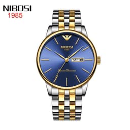 image-NIBOSI 2332 Men's Watch Gold Calendar Stainless Steel Waterproof 30M