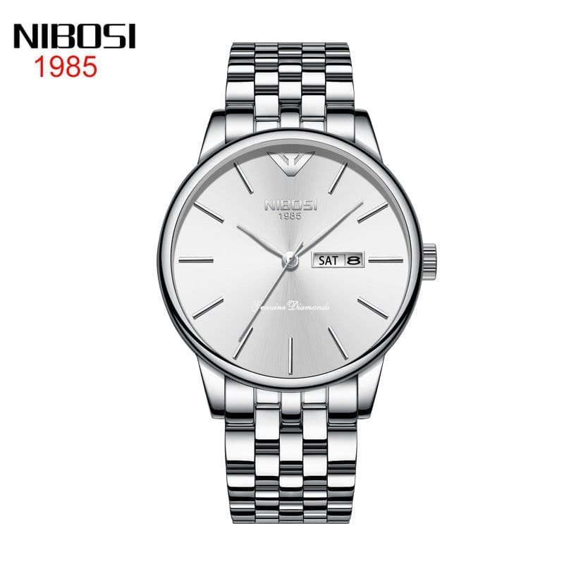 image-NIBOSI 2332 Men's Watch Gold Calendar Stainless Steel Waterproof 30M