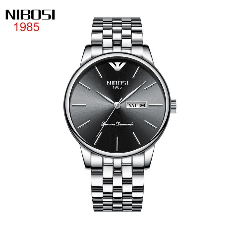 image-NIBOSI 2332 Men's Watch Gold Calendar Stainless Steel Waterproof 30M