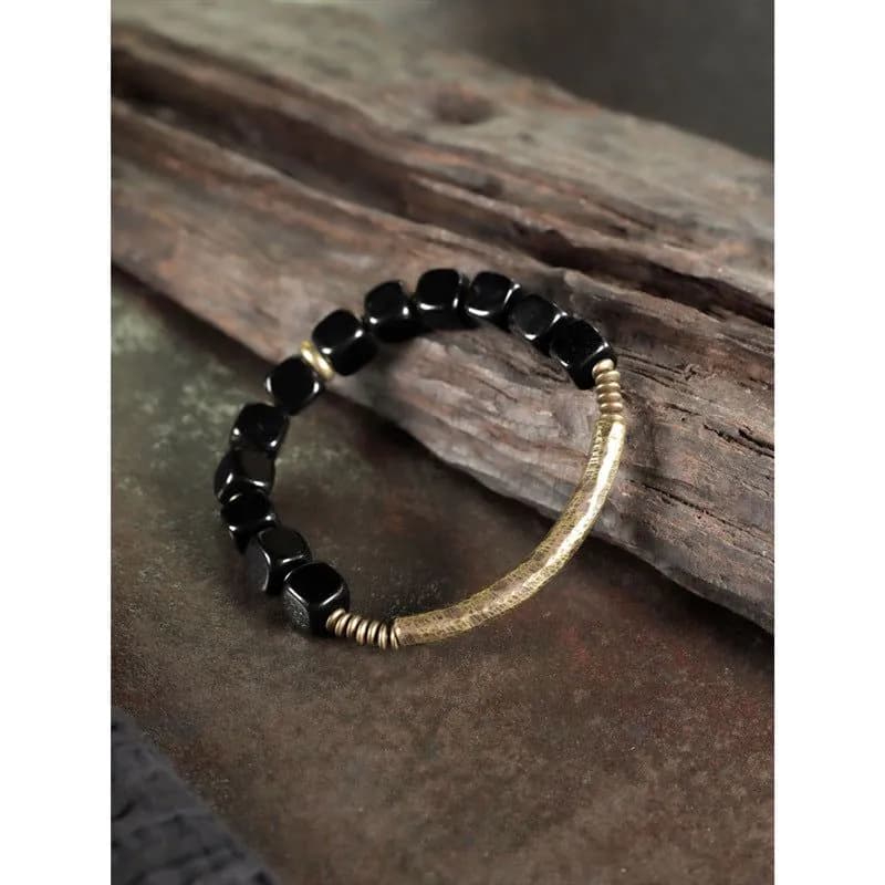 image-Obsidian Bracelet Unisex Retro Design Hand Jewelry