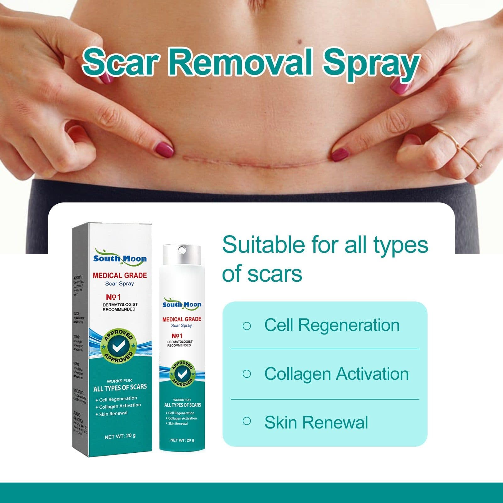 image-South Moon Scar Care Spray for Pregnancy and Surgery Scars
