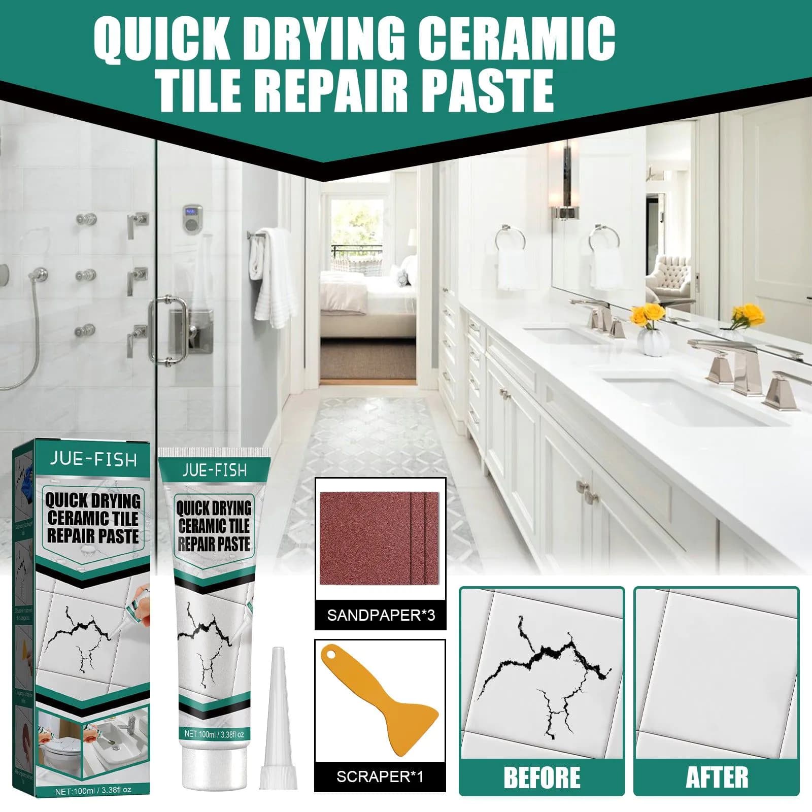 image-Jue-Fish Tile Repair Paste - Quick Dry Adhesive for Cracks