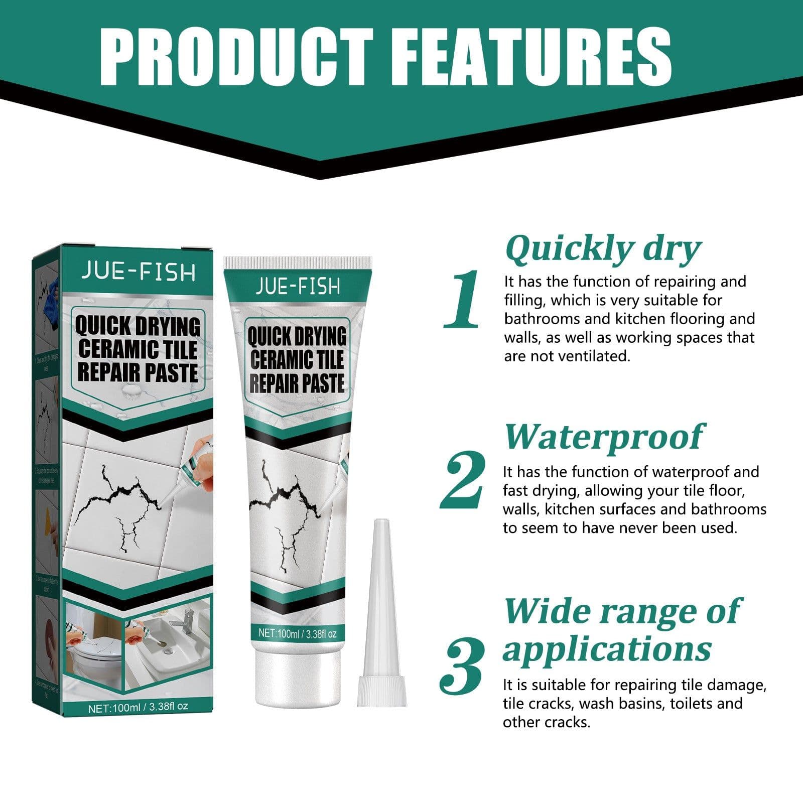 image-Jue-Fish Tile Repair Paste - Quick Dry Adhesive for Cracks