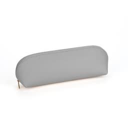 image-Curved Zipper Leather Pencil Case Waterproof Cosmetic Storage Bag