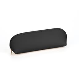image-Curved Zipper Leather Pencil Case Waterproof Cosmetic Storage Bag
