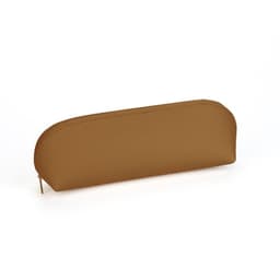 image-Curved Zipper Leather Pencil Case Waterproof Cosmetic Storage Bag