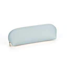 image-Curved Zipper Leather Pencil Case Waterproof Cosmetic Storage Bag