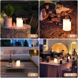 image-LED Solar Cylindrical Table Lamp Outdoor Garden Portable Light