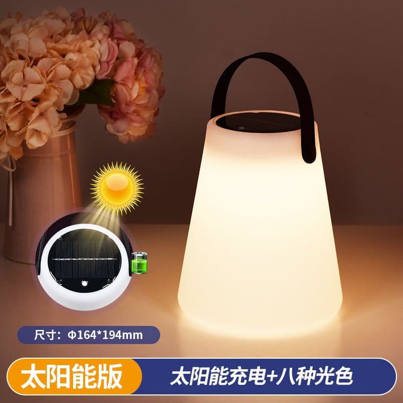 image-LED Solar Cylindrical Table Lamp Outdoor Garden Portable Light