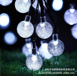 image-Solar LED Crystal Bubble Ball String Lights Waterproof Outdoor