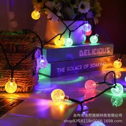 image-Solar LED Crystal Bubble Ball String Lights Waterproof Outdoor