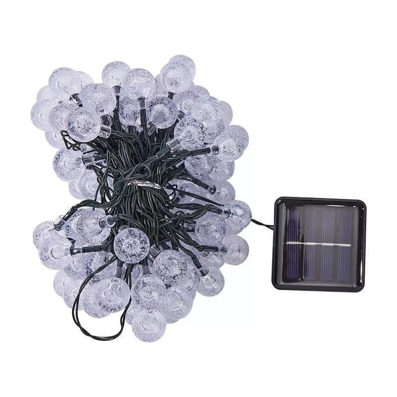 image-Solar LED Crystal Bubble Ball String Lights Waterproof Outdoor