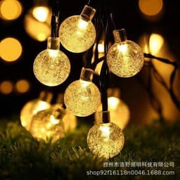 image-Solar LED Crystal Bubble Ball String Lights Waterproof Outdoor