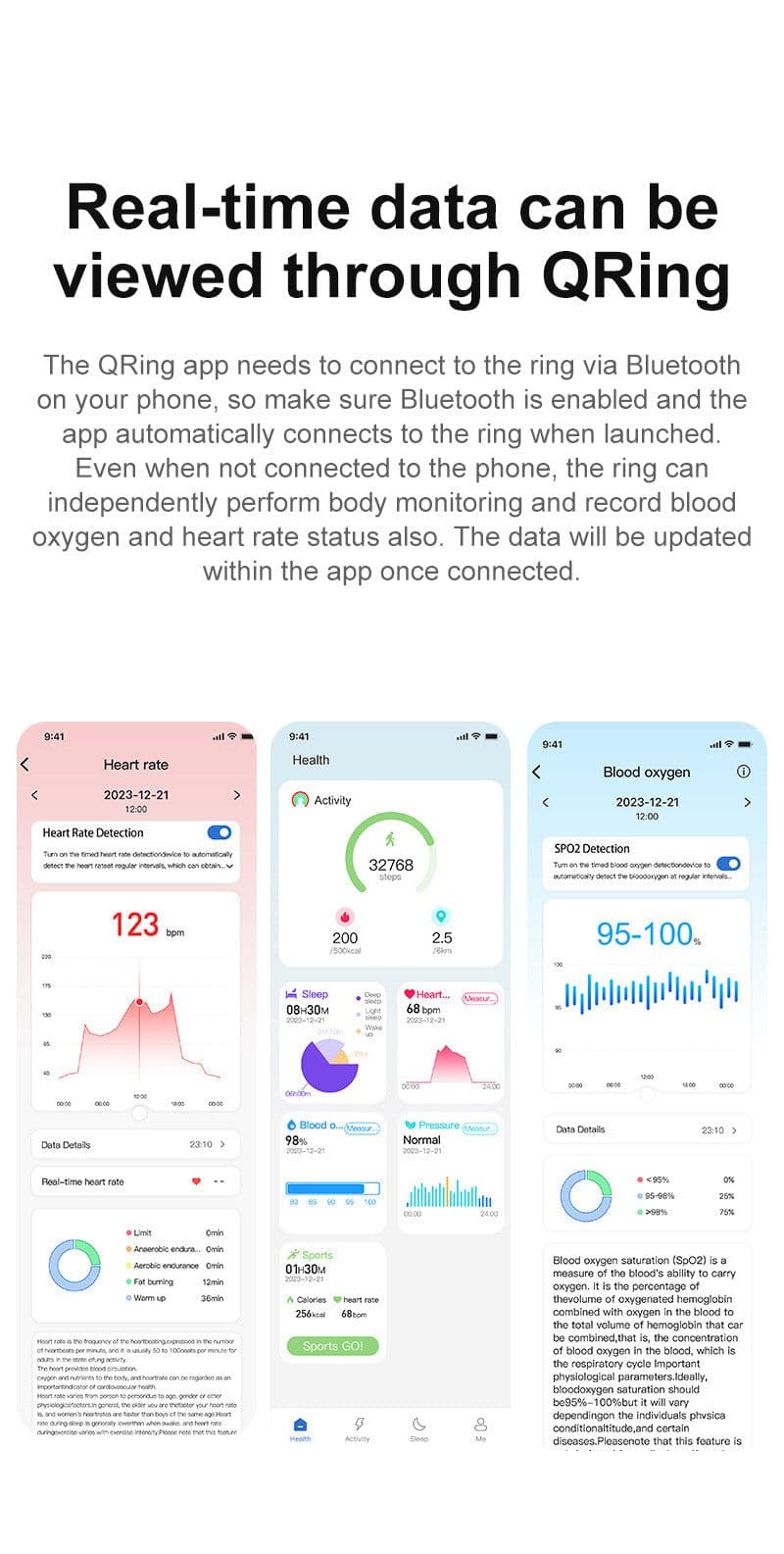 image-R02 Smart Ring - Heart Rate Blood Oxygen Sleep Monitor Waterproof