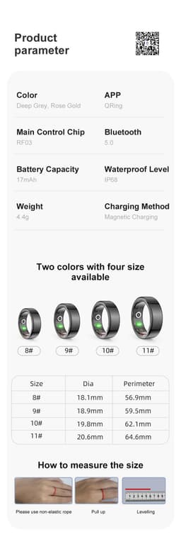 image-R02 Smart Ring - Heart Rate Blood Oxygen Sleep Monitor Waterproof