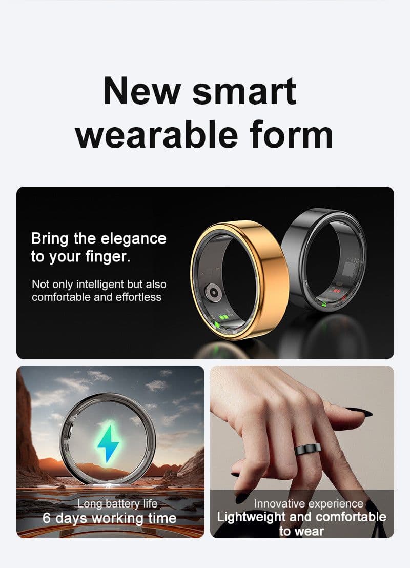 image-R02 Smart Ring - Heart Rate Blood Oxygen Sleep Monitor Waterproof
