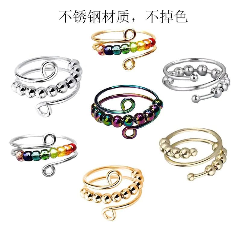 image-Titanium Steel Rotating Bead Ring Stress Relief Open Band