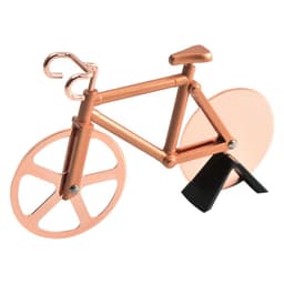 image-Bicycle Pizza Cutter Stainless Steel Roller Cake Cutter Rose Gold