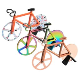 image-Bicycle Pizza Cutter Stainless Steel Roller Cake Cutter Rose Gold