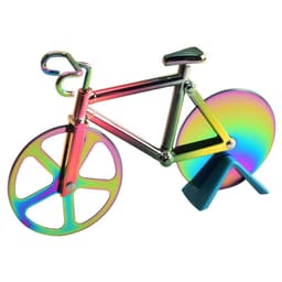 image-Bicycle Pizza Cutter Stainless Steel Roller Cake Cutter Rose Gold