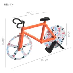 image-Bicycle Pizza Cutter Stainless Steel Roller Cake Cutter Rose Gold