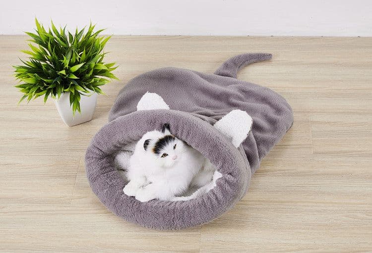 image-Pet Dog Cat Bed Cartoon Sleeping Bag Nest - Grey M 50x40cm