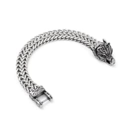 image-Viking Wolf Head Double-Layer Stainless Steel Bracelet for Men