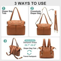 image-Foldable Multi-Functional Diaper Bag with Shoulder Strap