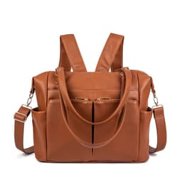 image-Ladies PU Leather Convertible Backpack Handbag Multi-Function Bag