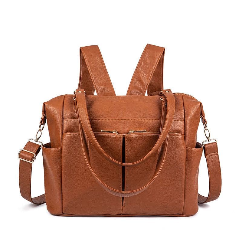 image-Ladies PU Leather Convertible Backpack Handbag Multi-Function Bag