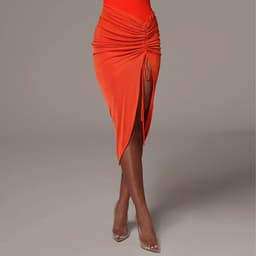 image-Women's Drawstring Irregular Hem Skirt Slim Fit Bodycon Dress