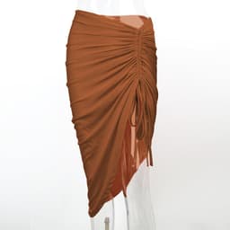 image-Women's Drawstring Irregular Hem Skirt Slim Fit Bodycon Dress