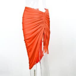 image-Women's Drawstring Irregular Hem Skirt Slim Fit Bodycon Dress