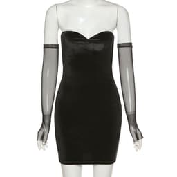 image-Black High-Waist Pencil Skirt Women's Elastic Waist Short Skirt
