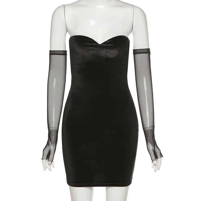 image-Black High-Waist Pencil Skirt Women's Elastic Waist Short Skirt