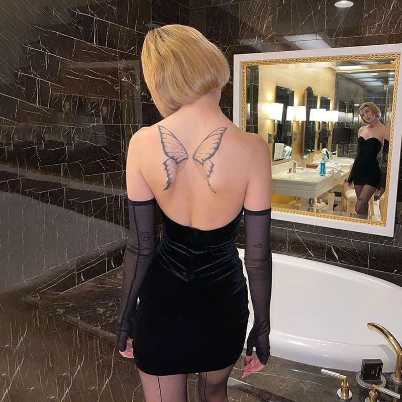 image-Black High-Waist Pencil Skirt Women's Elastic Waist Short Skirt