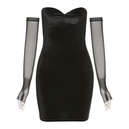 image-Black High-Waist Pencil Skirt Women's Elastic Waist Short Skirt