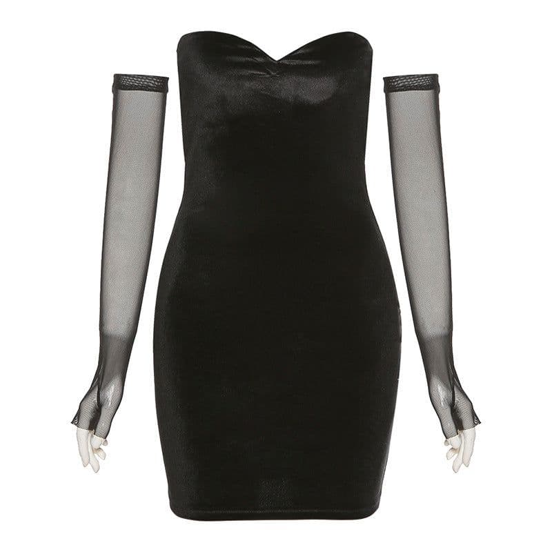 image-Black High-Waist Pencil Skirt Women's Elastic Waist Short Skirt