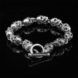 image-Men's Skull Chain Bracelet Metal Motorcycle Style 19.5cm