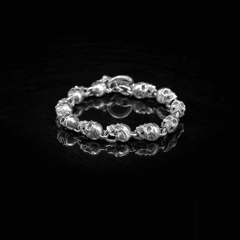 image-Men's Skull Chain Bracelet Metal Motorcycle Style 19.5cm