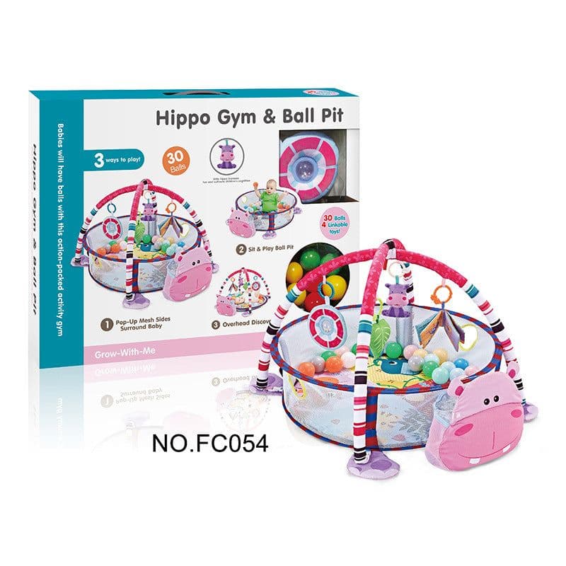 image-Baby Gym Play Mat with Ball Pool and Turtle Design