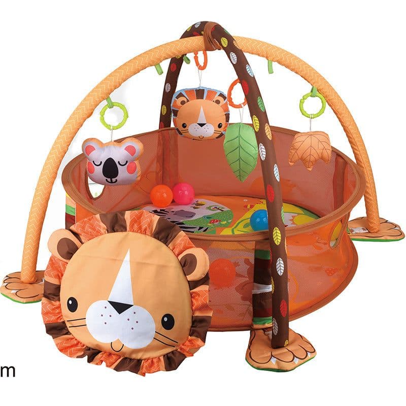 image-Baby Gym Play Mat with Ball Pool and Turtle Design