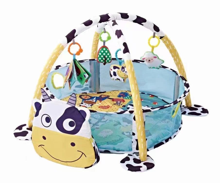 image-Baby Gym Play Mat with Ball Pool and Turtle Design