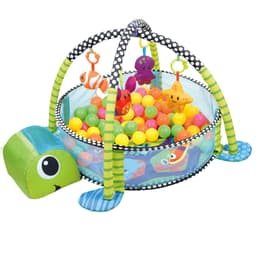 image-Baby Gym Play Mat with Ball Pool and Turtle Design