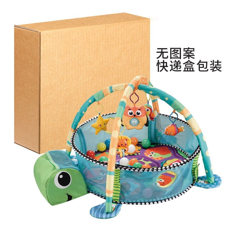 image-Baby Gym Play Mat with Ball Pool and Turtle Design