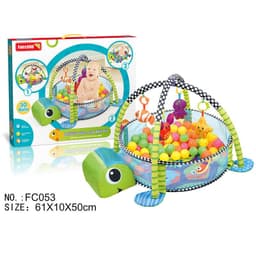 image-Baby Gym Play Mat with Ball Pool and Turtle Design