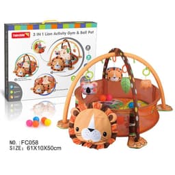 image-Baby Gym Play Mat with Ball Pool and Turtle Design