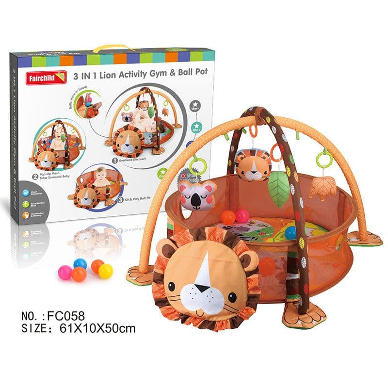image-Baby Gym Play Mat with Ball Pool and Turtle Design